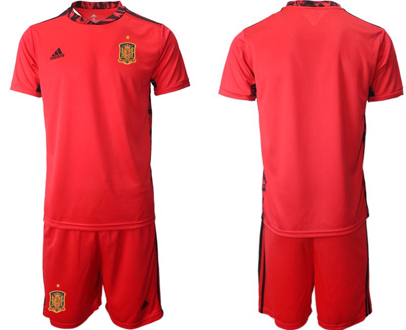 Men 2021 World Cup National Spain red goalkeeper Soccer Jerseys